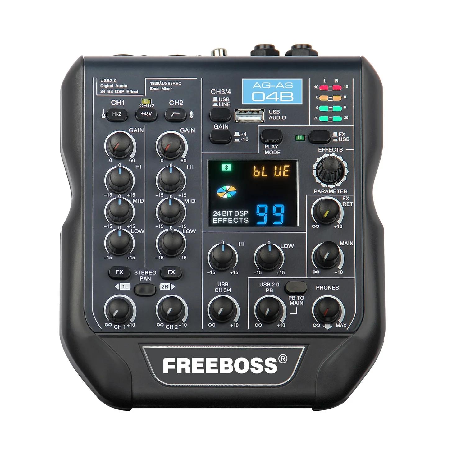 Freeboss ̺  ͼ ̴ ͽ ܼ, USB ڵ ,  48V  Ŀ AG-AS04B, 99 DSP ȿ, 24 Ʈ, 192KHz